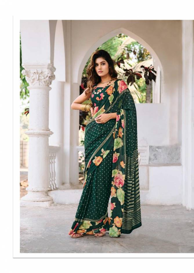 Ajnabee Vol 10 By Kashvi Dull Moss Foil Printed Sarees Wholesale Market In Surat

